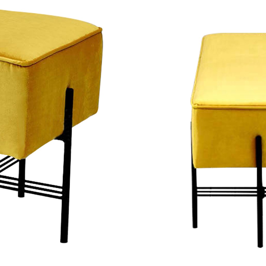 Банкетка желтая велюровая Sanjay Velour Banquet Yellow