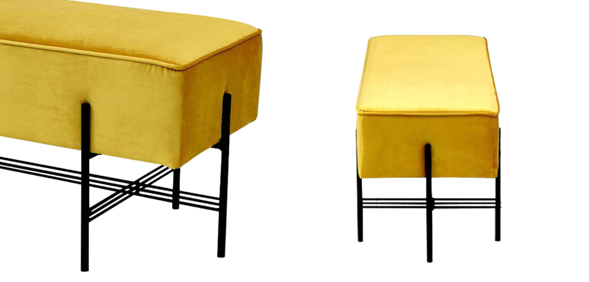 Банкетка желтая велюровая Sanjay Velour Banquet Yellow