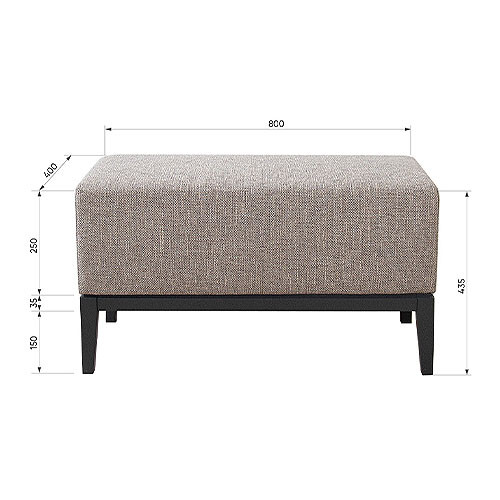 Банкетка из массива бука с бежевой обивкой из рогожки на 4-х ножках черного цвета Fjord