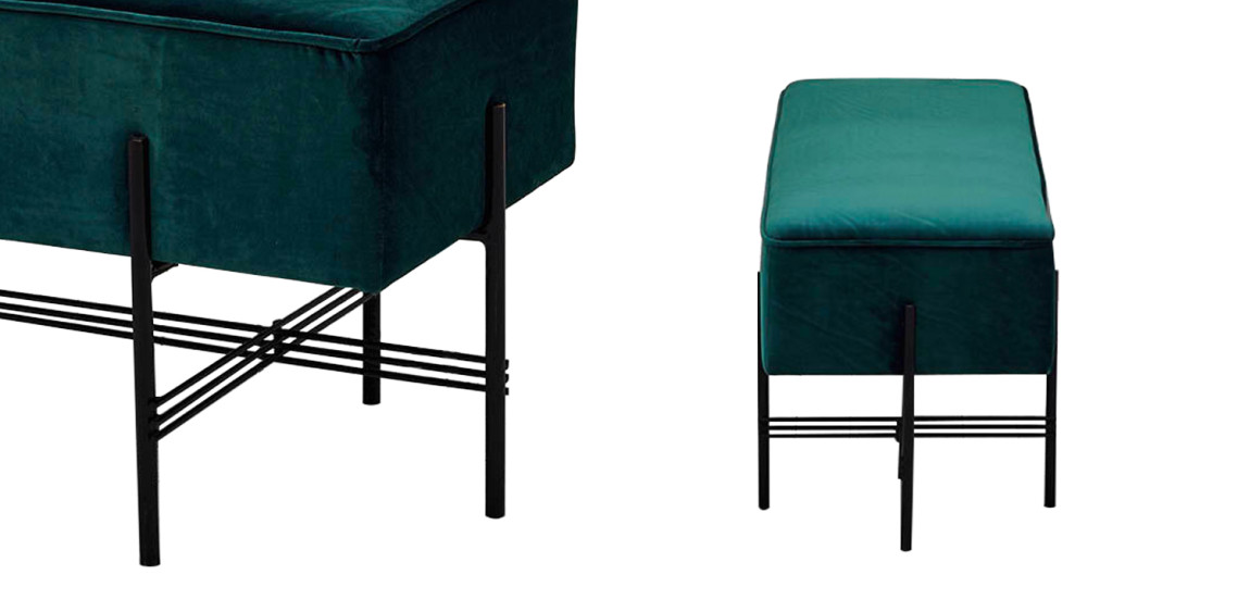 Банкетка изумрудного цвета велюровая Sanjay Velour Banquet Emerald