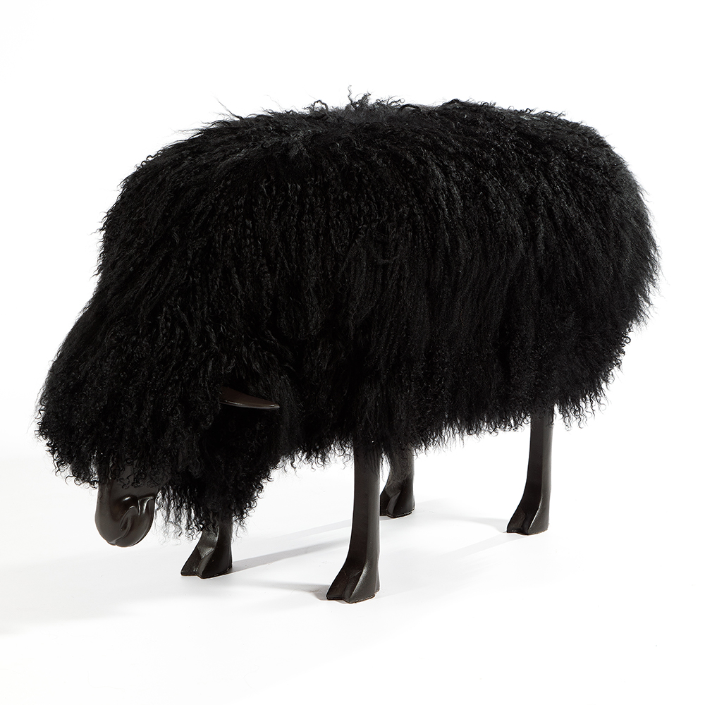Банкетка Овечка черная Sheep Bench Black head down