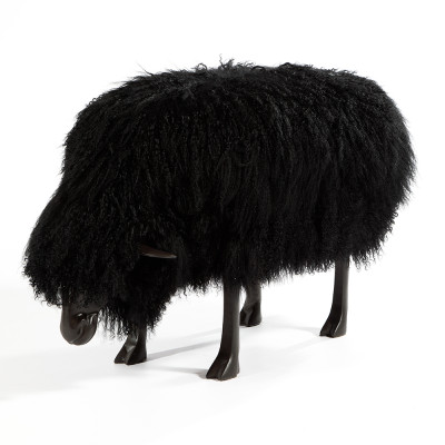 Банкетка Овечка черная Sheep Bench Black head down