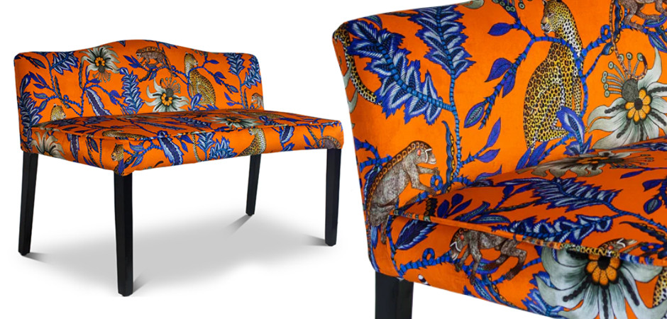 Банкетка Оранжевый Орнамент Zambezi Monkey Bean Flame Bench