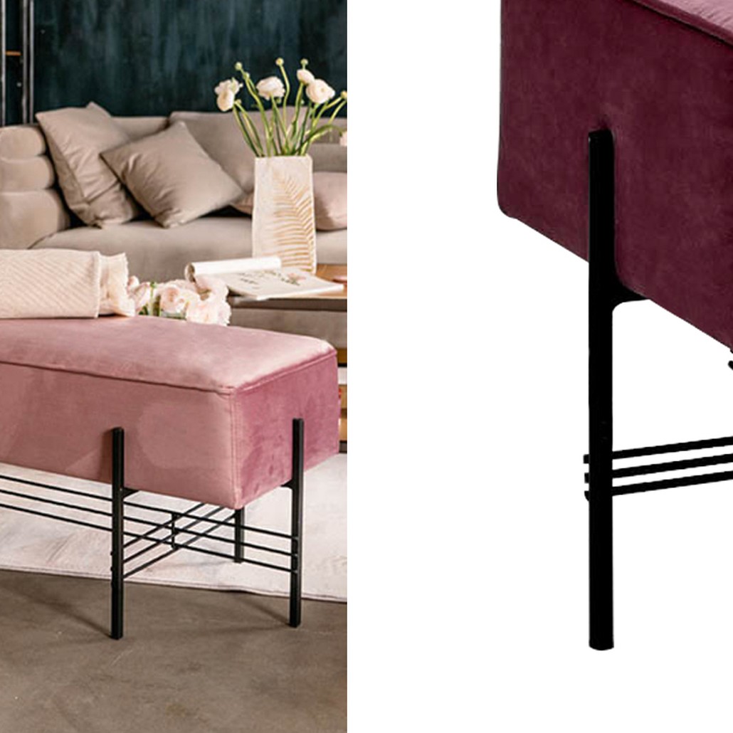 Банкетка розовая велюровая Sanjay Velour Banquet Pink