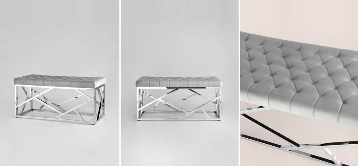 Банкетка серый велюр Geometry Serene Phoenix