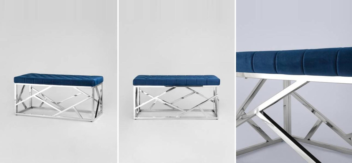 Банкетка синий велюр Geometry Serene Phoenix