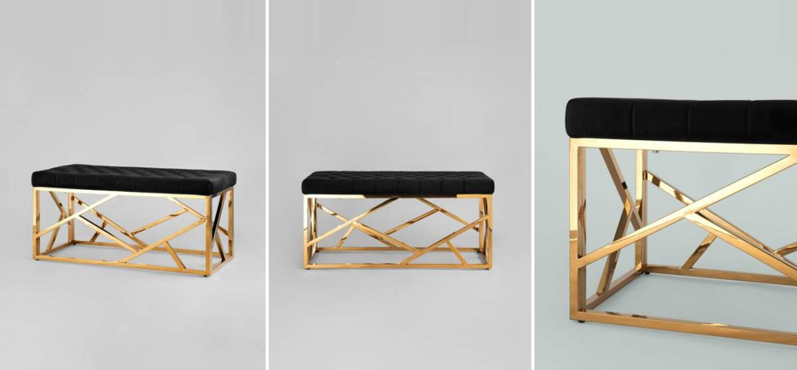 Банкетка черный велюр Geometry Serene Phoenix