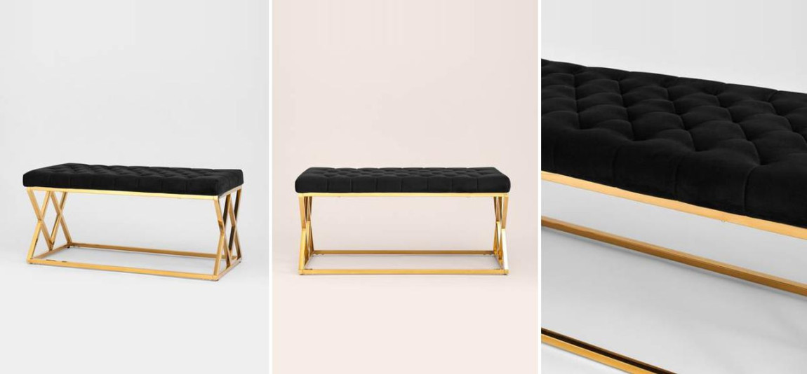 Банкетка черный велюр Rhombus Serene Phoenix