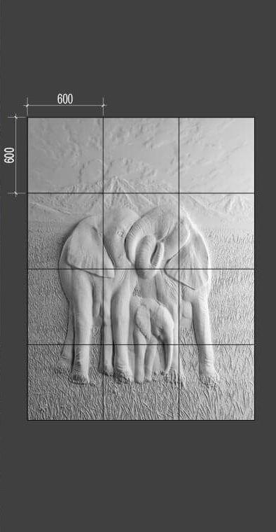 Барельеф ELEPHANTS