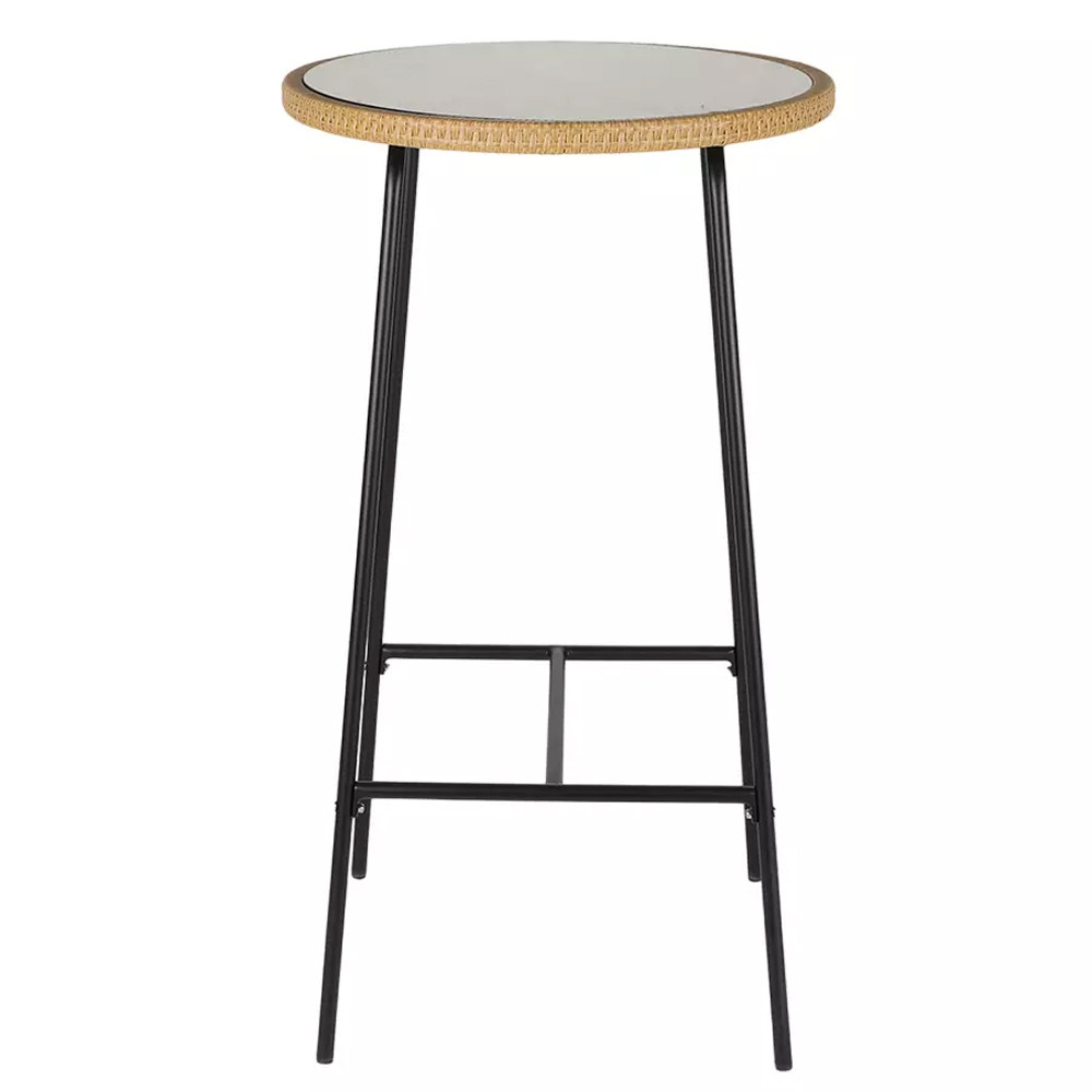 Барный столик с круглой плетеной столешницей Wicker Table Top