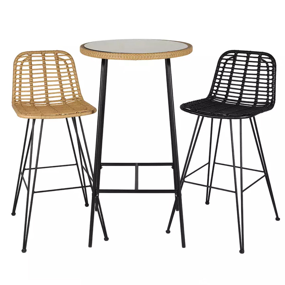 Барный столик с круглой плетеной столешницей Wicker Table Top