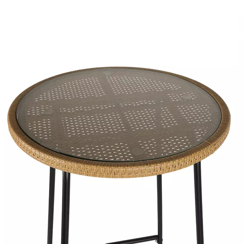 Барный столик с круглой плетеной столешницей Wicker Table Top