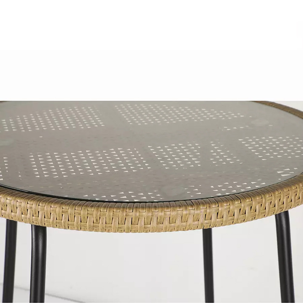 Барный столик с круглой плетеной столешницей Wicker Table Top