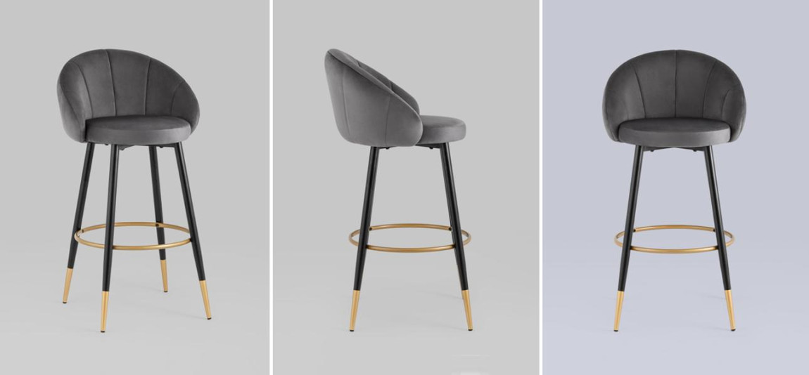 Барный Стул Alberto Chair Серый Велюр