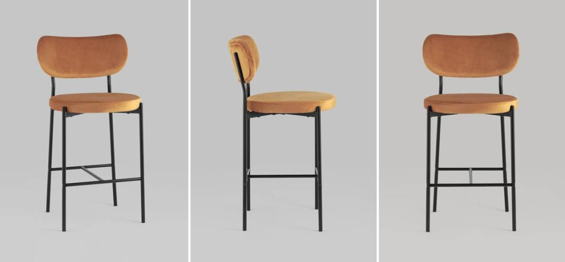 Барный Стул Alfie Chair Черные ножки Терракотовый Велюр