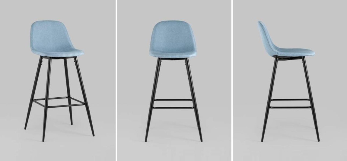 Барный Стул Archie Chair Голубая Рогожка