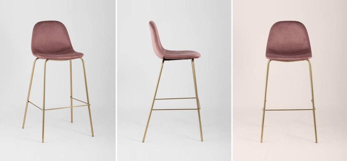 Барный Стул Archie Chair Пыльно-Розовый Велюр