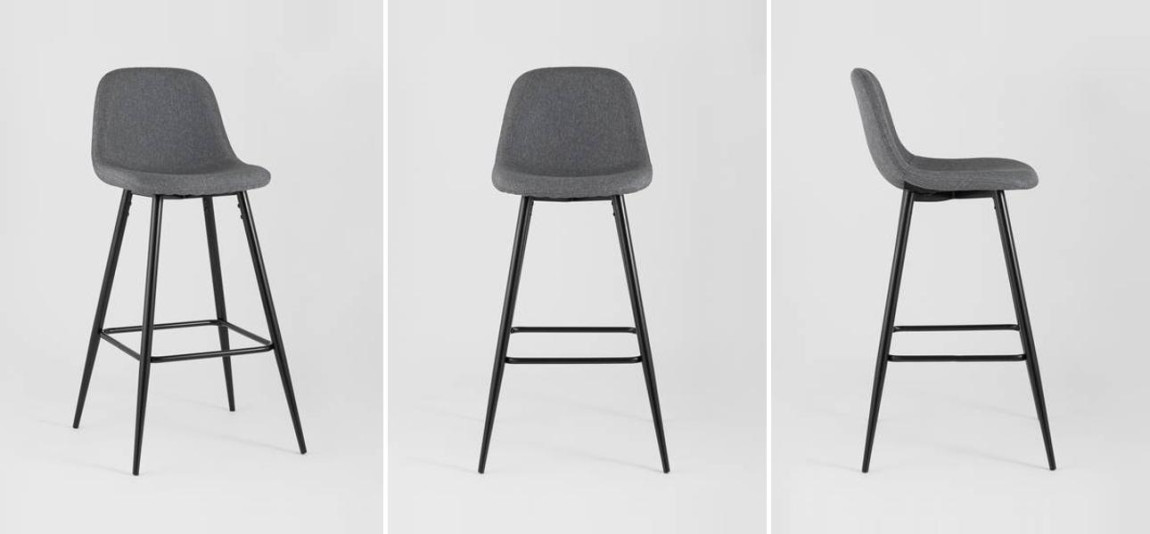 Барный Стул Archie Chair Серая Рогожка