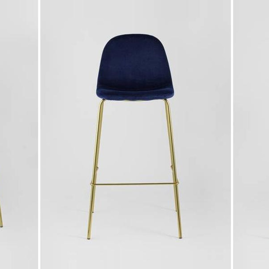 Барный Стул Archie Chair Синий Велюр
