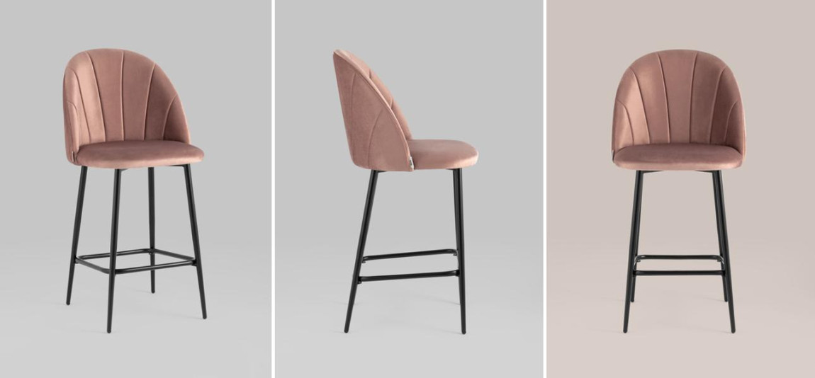 Барный Стул Balsari S Chair Пыльно-Розовый Велюр