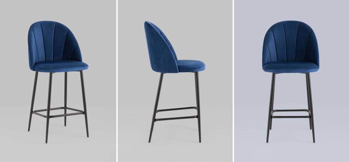 Барный Стул Balsari S Chair Синий Велюр