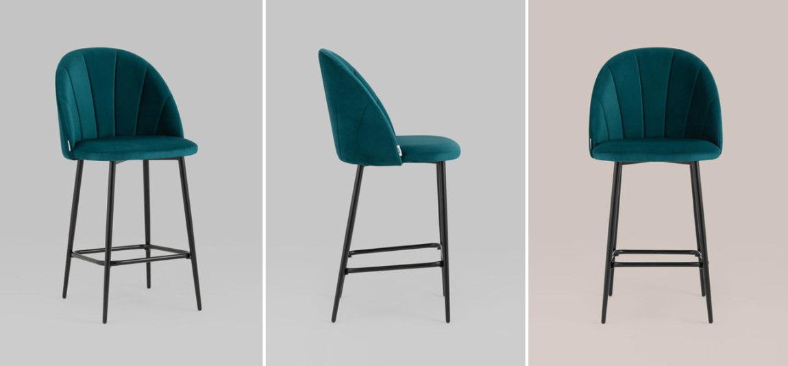 Барный Стул Balsari S Chair Темно-Бирюзовый Велюр