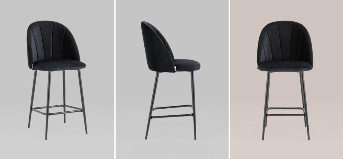 Барный Стул Balsari S Chair Черный Велюр