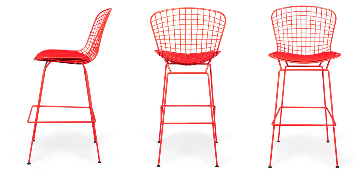 Барный стул Bertoia Barstool Red