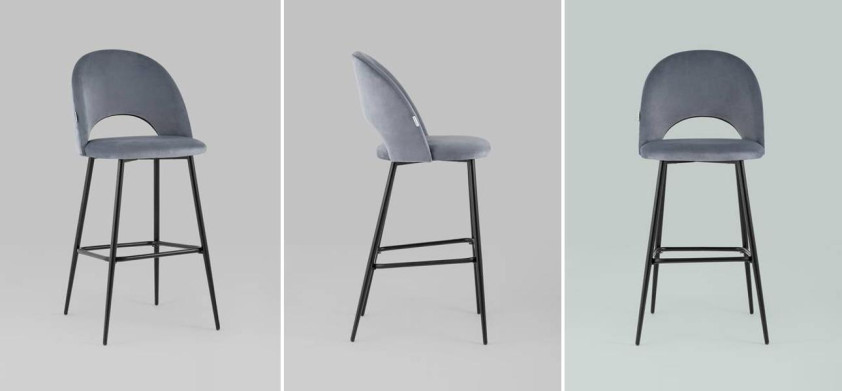 Барный Стул CLIFF Chair Серый Велюр