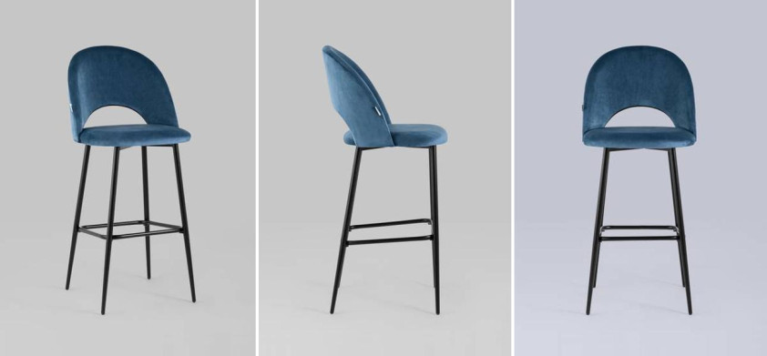 Барный Стул CLIFF Chair Синий Велюр