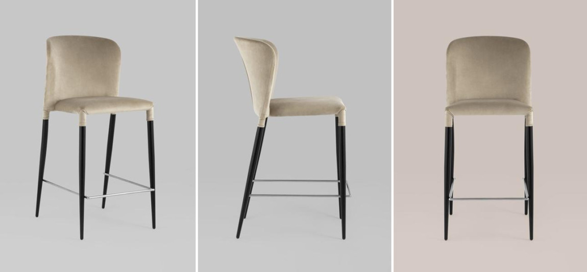 Барный Стул Lori Chair Бежевый Велюр