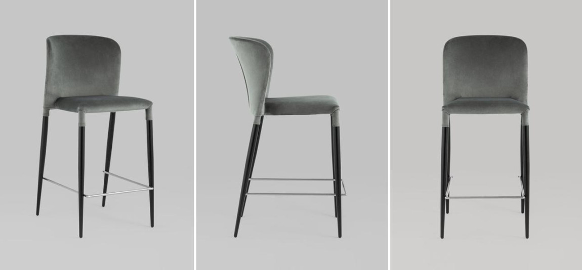 Барный Стул Lori Chair Серый Велюр