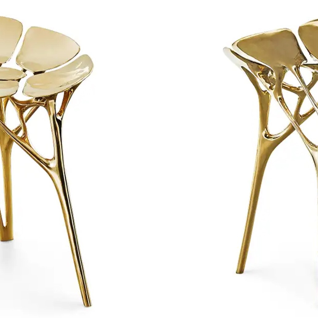 Барный стул Lotus Stool Side Table Gold Organic Form