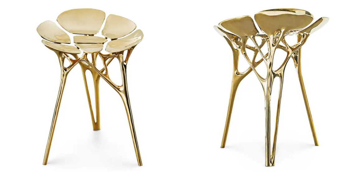 Барный стул Lotus Stool Side Table Gold Organic Form