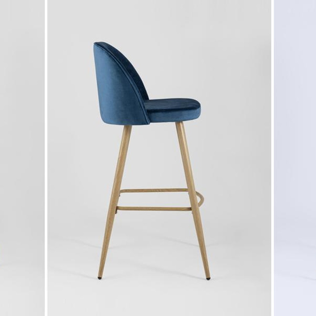 Барный Стул Miruna Chair Синий Велюр