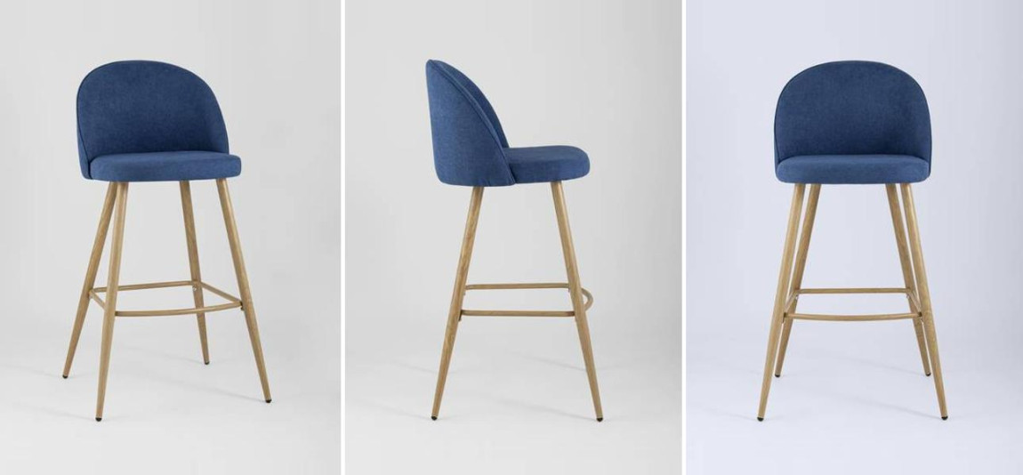 Барный Стул Miruna Chair Синий Шенилл