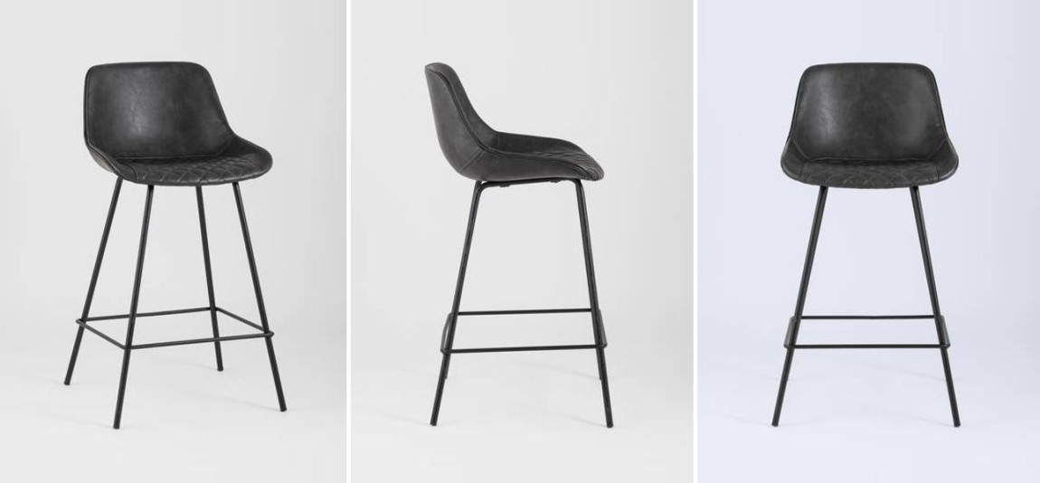 Барный Стул RHOMBUSES Серая Винтажная Экокожа