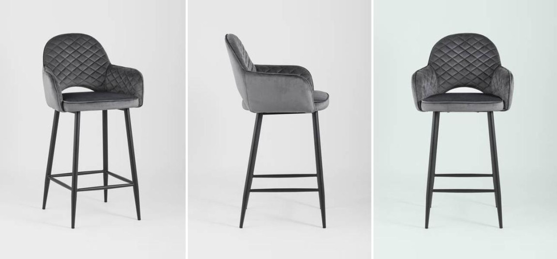 Барный Стул SHARRON Серый Велюр