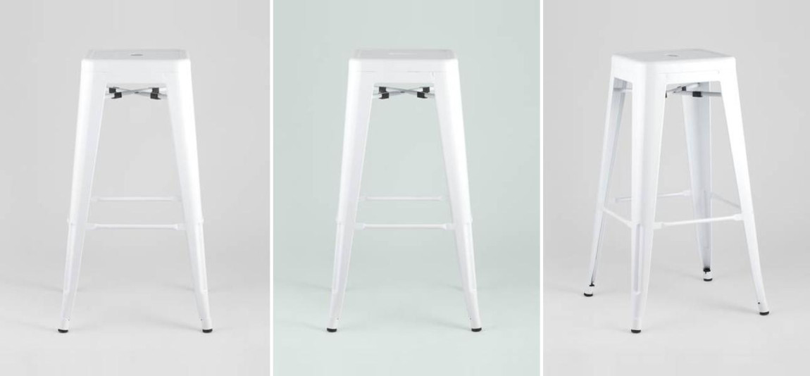 Барный Стул без Спинки Белый Глянцевый Металл