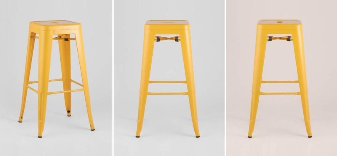 Барный Стул без Спинки Желтый Глянцевый Металл