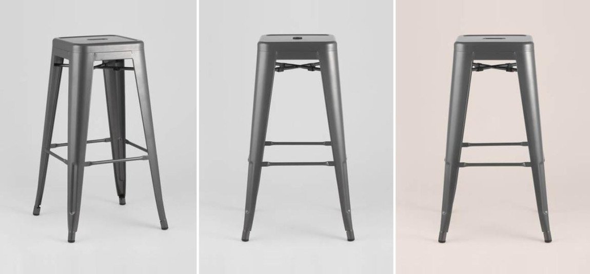 Барный Стул без Спинки Матовый Серебряный Металл