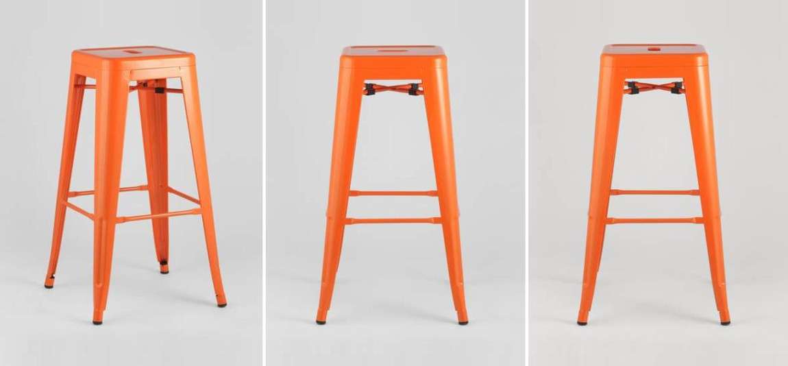 Барный Стул без Спинки Оранжевый Глянцевый Металл