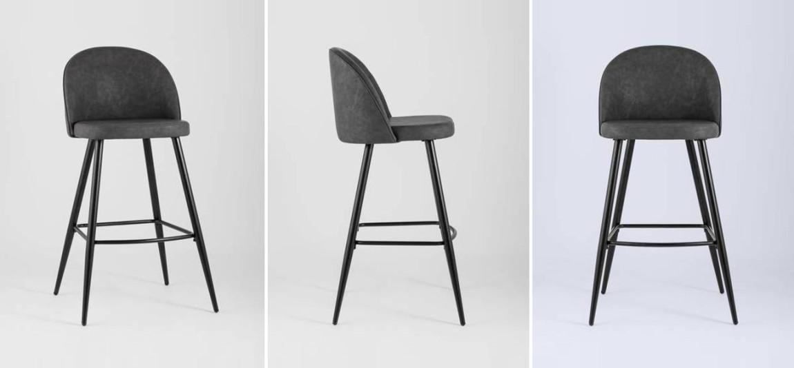 Барный Стул Винтажня Темно-Серая Экокожа