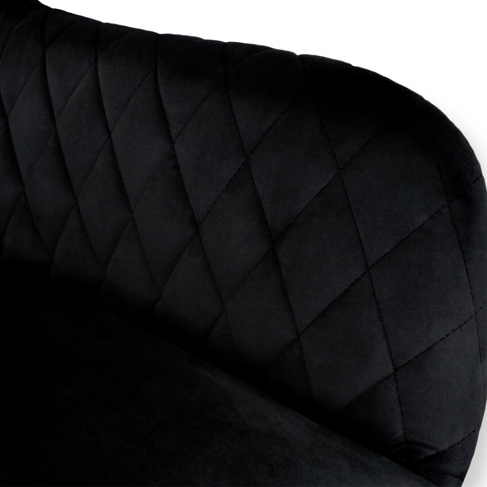 Барный стул вращающийся со спинкой и подлокотниками Douglas Rhombus Черный Велюр