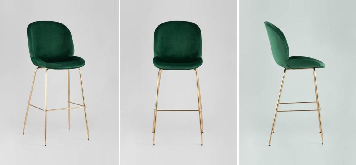 Барный Стул Зеленый Велюр Vendramin Chair