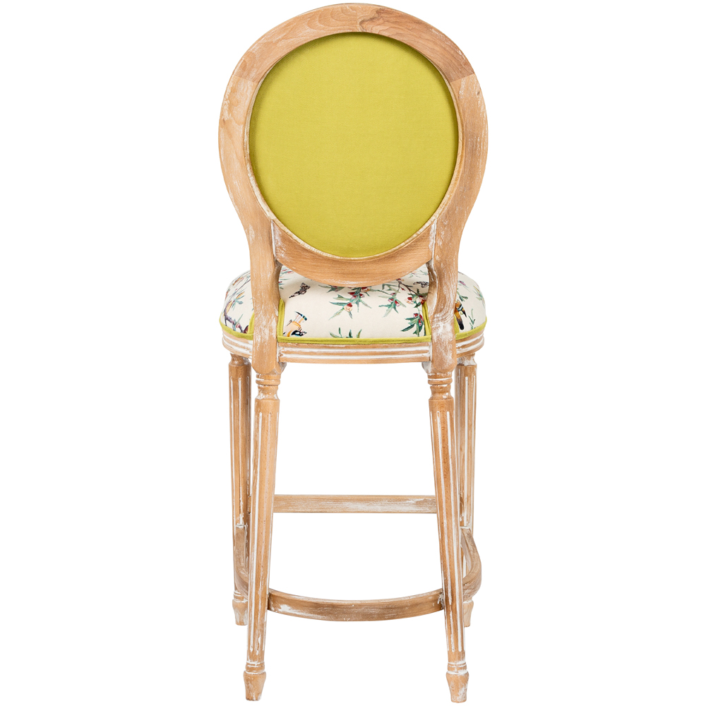 Барный стул из массива бука с изображением птиц и цветов Beige Green Chinoiserie Garden Chair