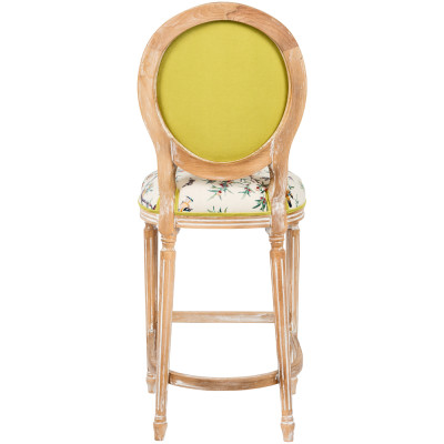 Барный стул из массива бука с изображением птиц и цветов Beige Green Chinoiserie Garden Chair