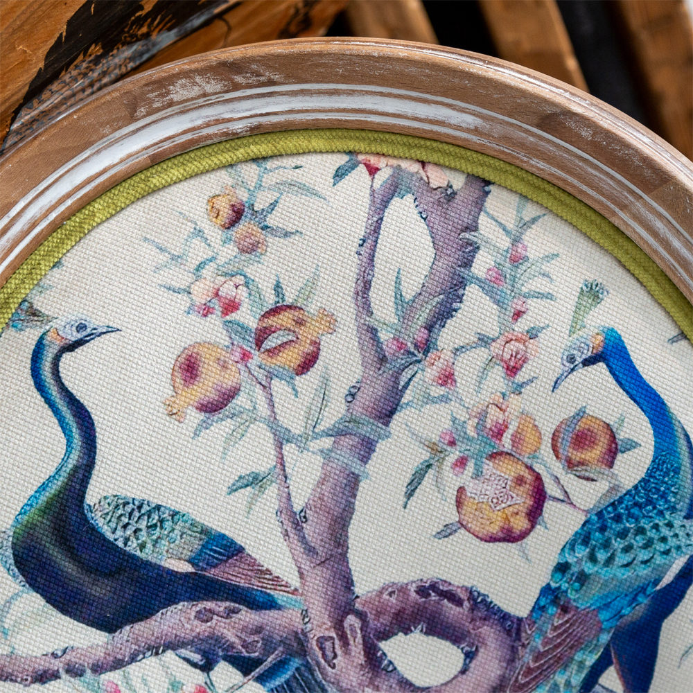 Барный стул из массива бука с изображением птиц и цветов  Beige Green Chinoiserie Garden Chair