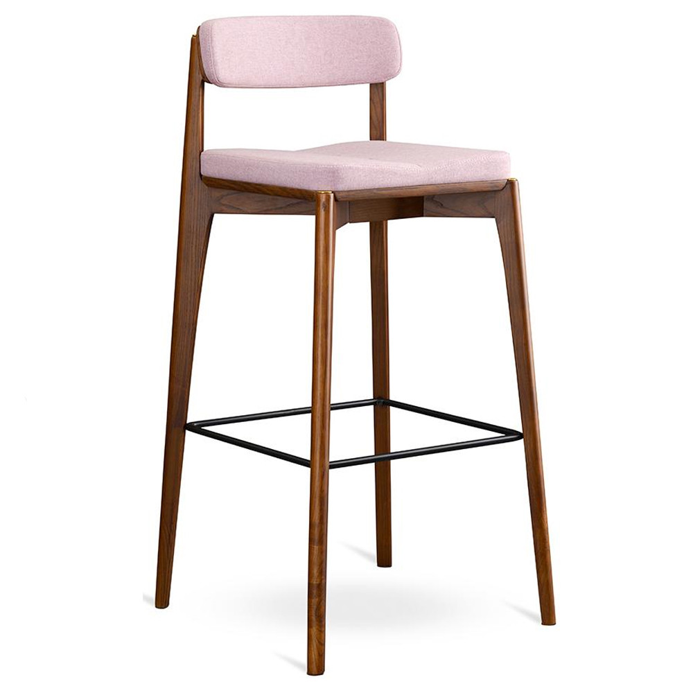 Барный стул из массива ясеня с обивкой из рогожки Elegant Ash