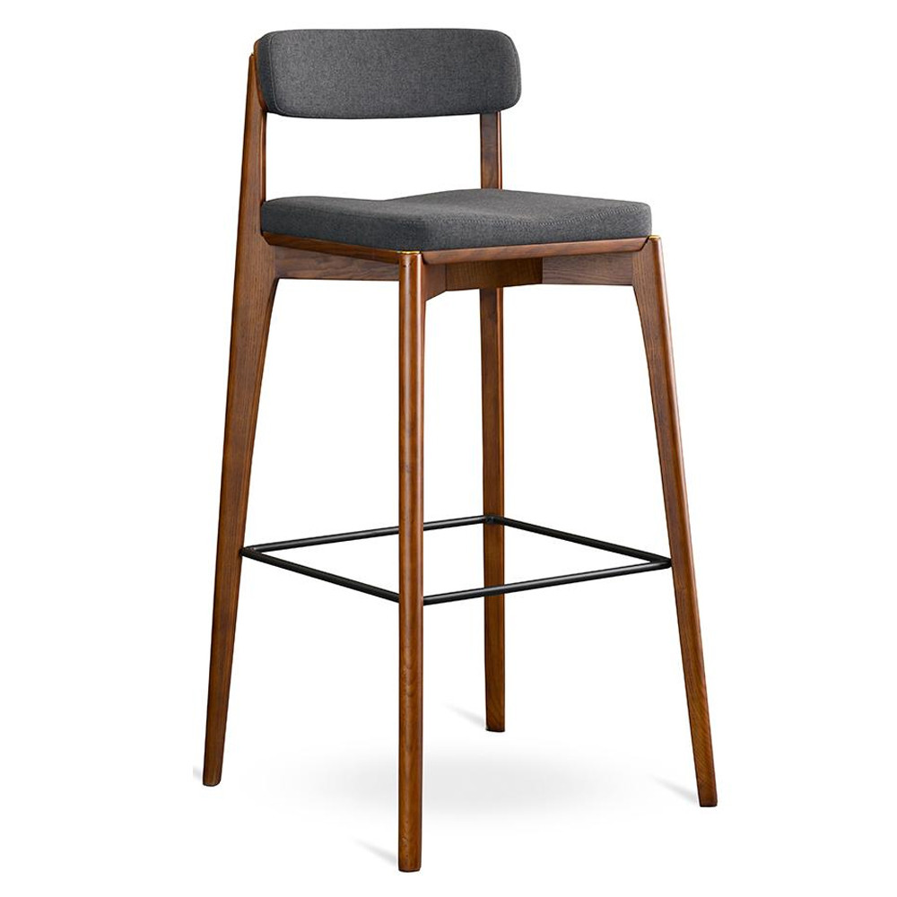 Барный стул из массива ясеня с обивкой из рогожки Elegant Ash